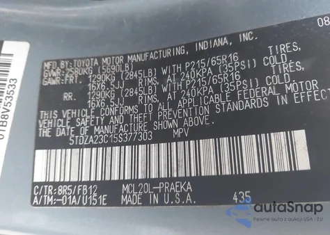 2005 Toyota Sienna Le from USA, damaged, VIN 5TDZA23C15S377303